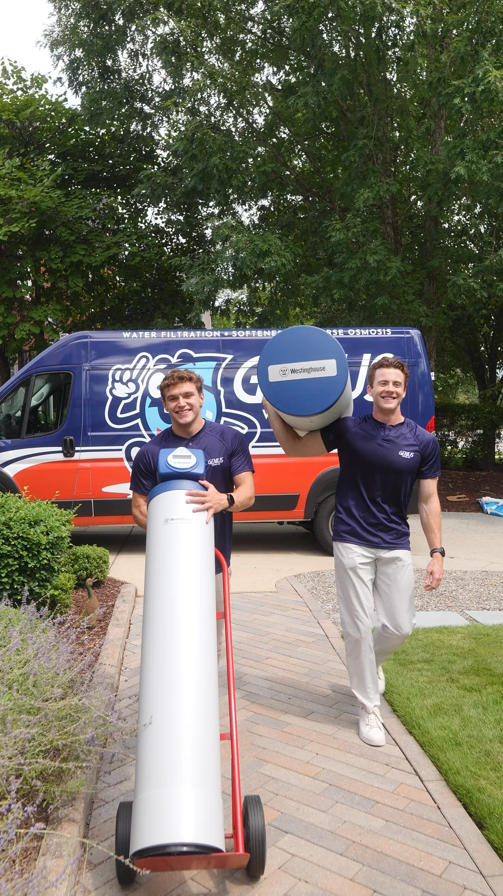 Genius Water Co. team delivering water treatment equipment for installation
