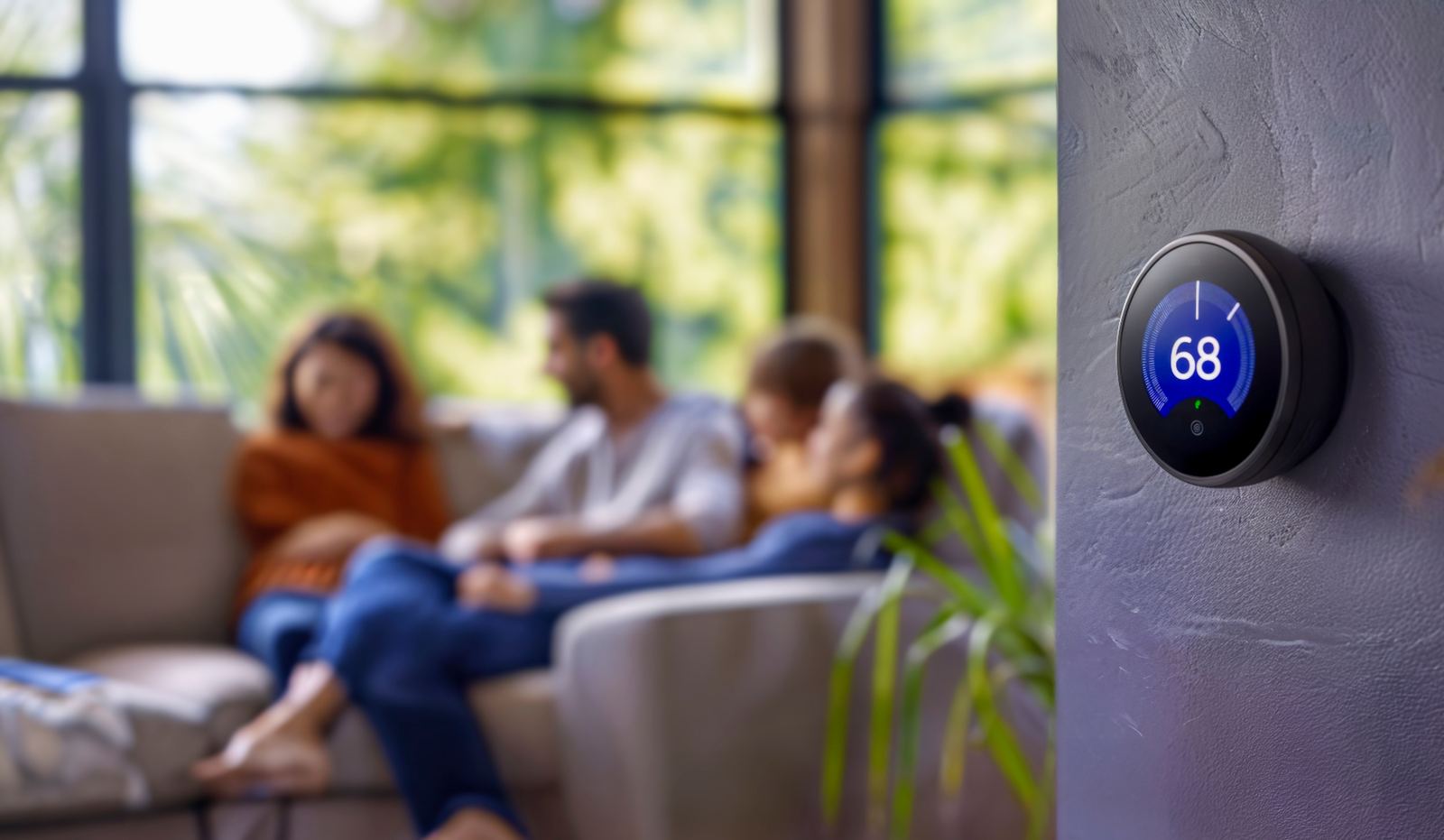 Smart thermostat in a modern Wake County home